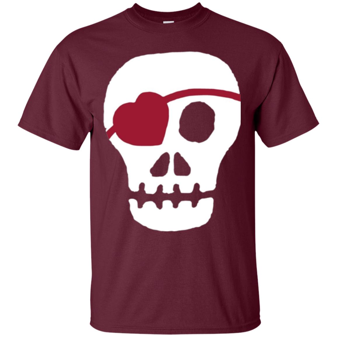 Skull Heart Valentines Day T-shirt Maroon
