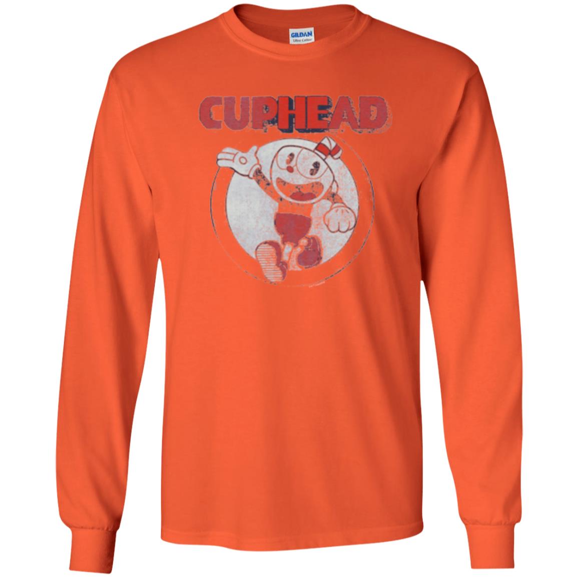 Cuphead T-shirt Cuphead Waving Circle Portrait Orange