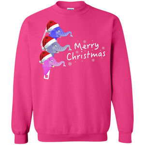 Merry Christmas Elephant With Santa Hat In Pocket Zip X-mas Gift ShirtG180 Gildan Crewneck Pullover Sweatshirt 8 oz.
