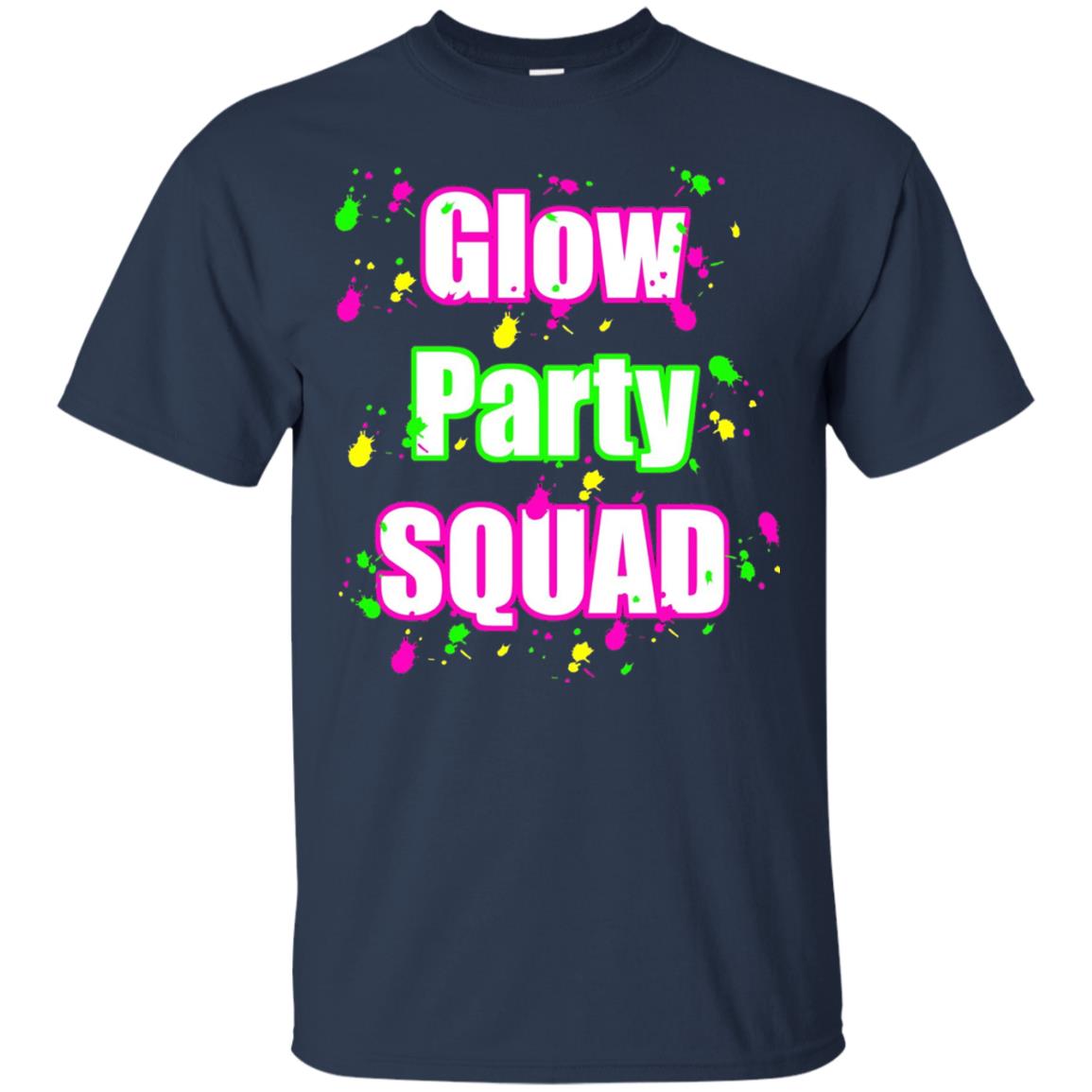Glow Party Squad Paint Splatter Effect Neon Glow Party Shirt For Girls Navy