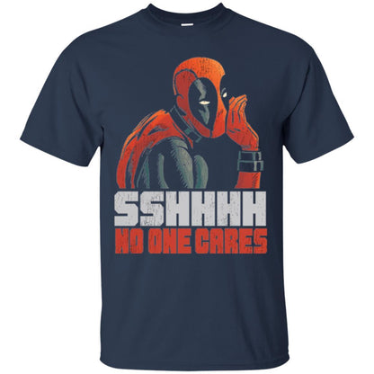 Marvel Deadpool T-shirt Sshhhh No One Cares Whisper Graphic Navy