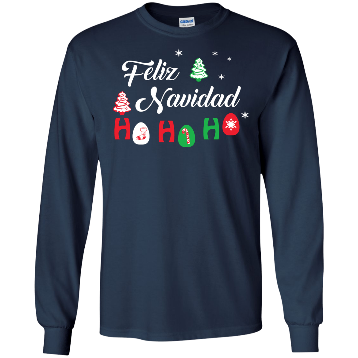 Chirstmas T-Shirt Feliz Navidad Ho Ho Ho Navy