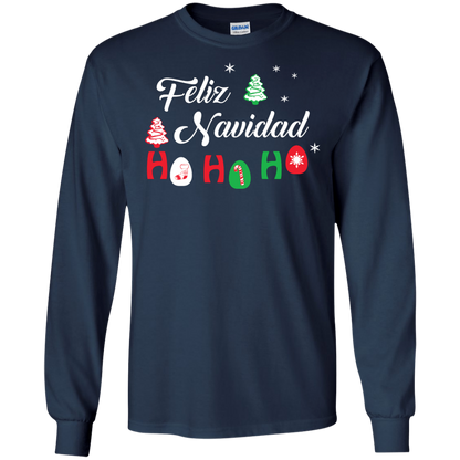 Chirstmas T-Shirt Feliz Navidad Ho Ho Ho Navy