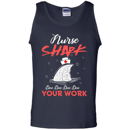 Nurse Shark Doo Doo Doo Your Work Nursing Shark Gift Tshirt For Womens Or Mens Navy