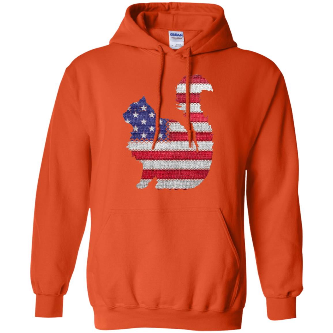 Patriotic Maine Coon American Flag Embroidery T-shirt Orange