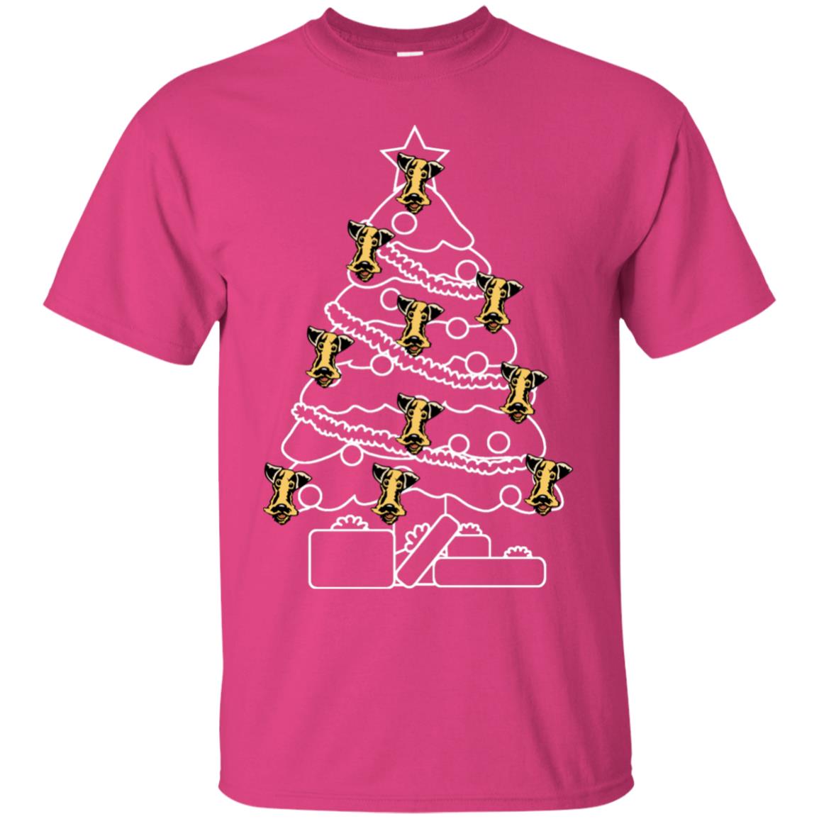 Terrier Dog Face Christmas Tree Gift Shirt Heliconia