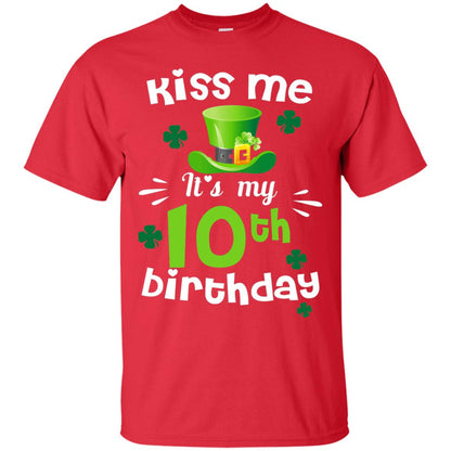 Kiss Me It_s My 10th Birthday Patrick_s Day T-shirt Red