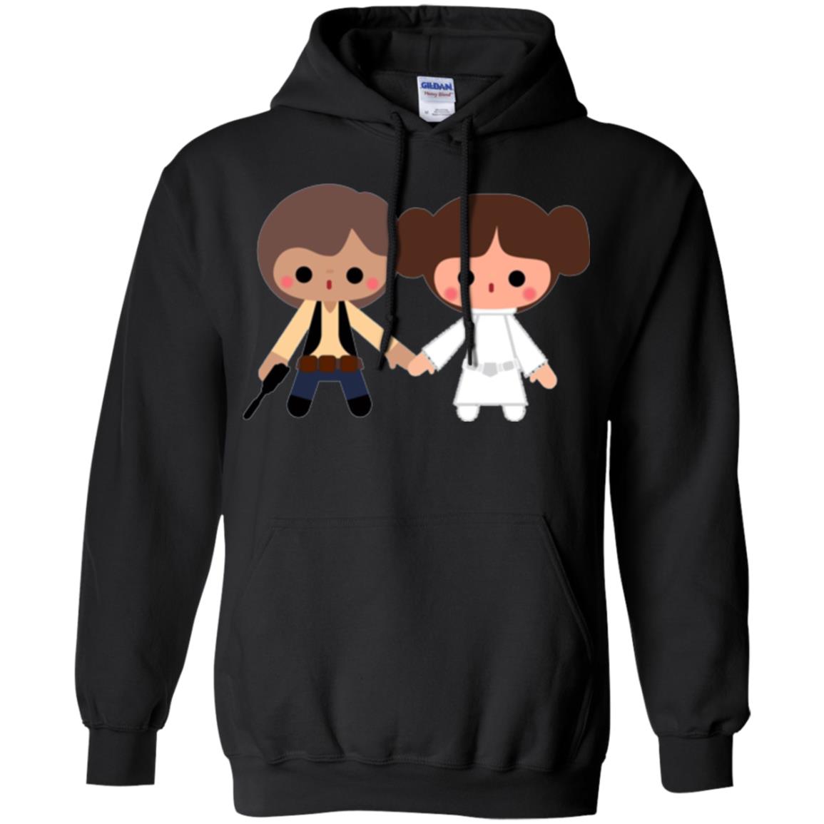 Cartoon T-shirt Han Solo Princess Leia Black