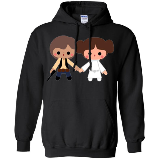 Cartoon T-shirt Han Solo Princess Leia Black