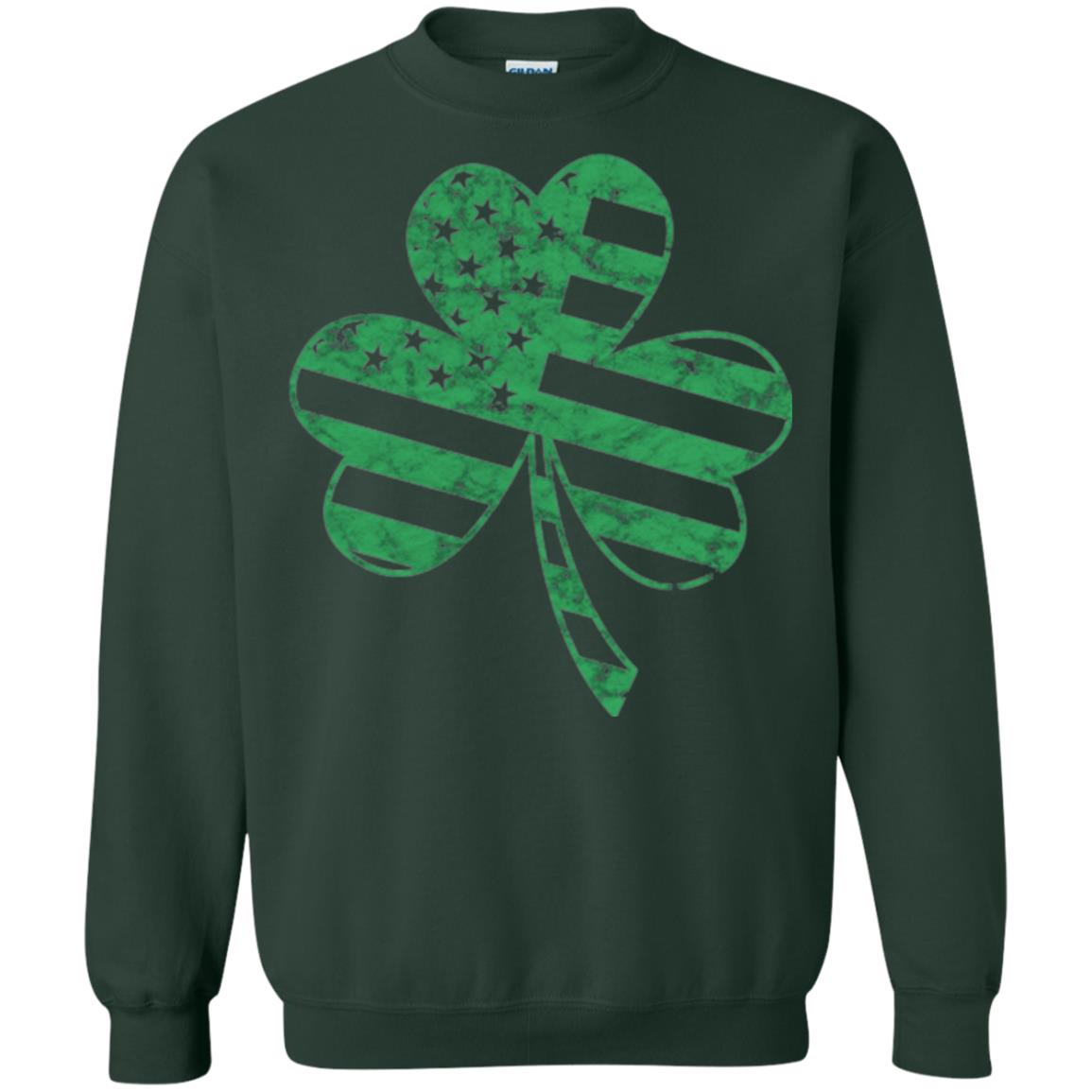 Irish American Flag Shamrock St. Patrick's Day T-shirt Forest Green