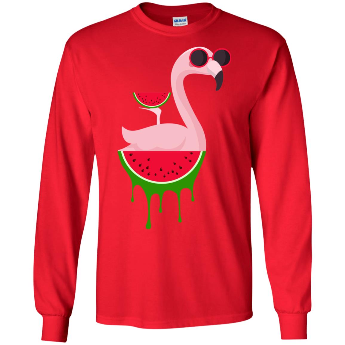 Watermelon Flamingo Funny Summer Melon Fruit Shirt Red