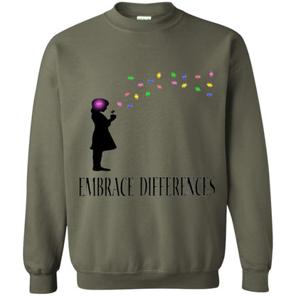 Autism Awareness T-shirt Embrace Differences T-shirt Military Green