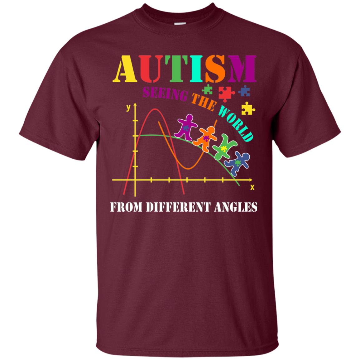 Seeing The World From Different Angles Autism Awareness T-shirt Maroon