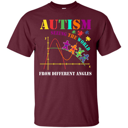 Seeing The World From Different Angles Autism Awareness T-shirt Maroon