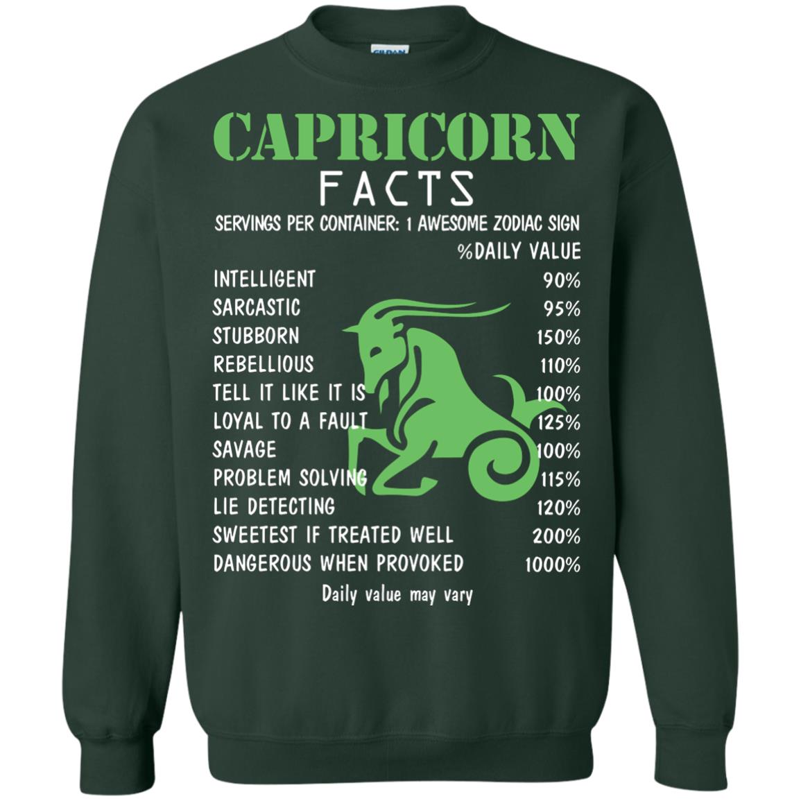 Capricorn Facts 1 Awesome Zodiac Sign Gift Shirt For Capricorn Horoscope Forest Green