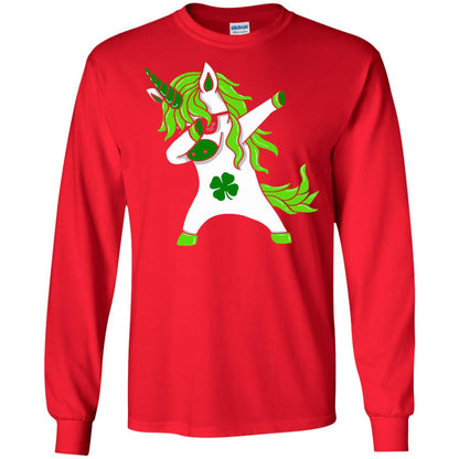 Dabbing Unicorn St Patricks Day Lepricorn T-shirt Red