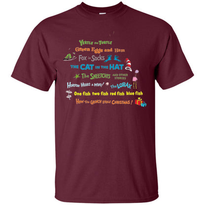 Dr. Seuss Book Title National Wear Red Day T-shirt Maroon
