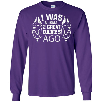 Dog Lover T-shirt I Was Normal 2 Great Danes Ago Purple