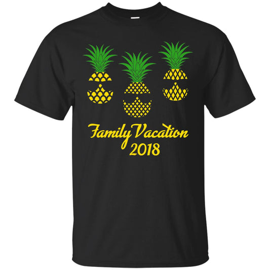 Family Vacation 2018 Shirt Hawaii Pineapple Sunglasses Black