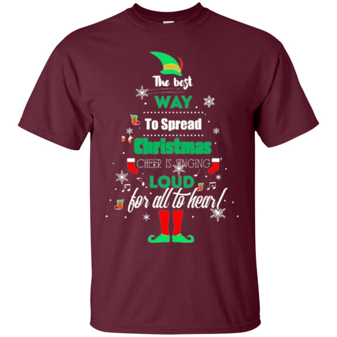 Elf Christmas T-shirt The Best Way To Spread Christmas Cheer Maroon