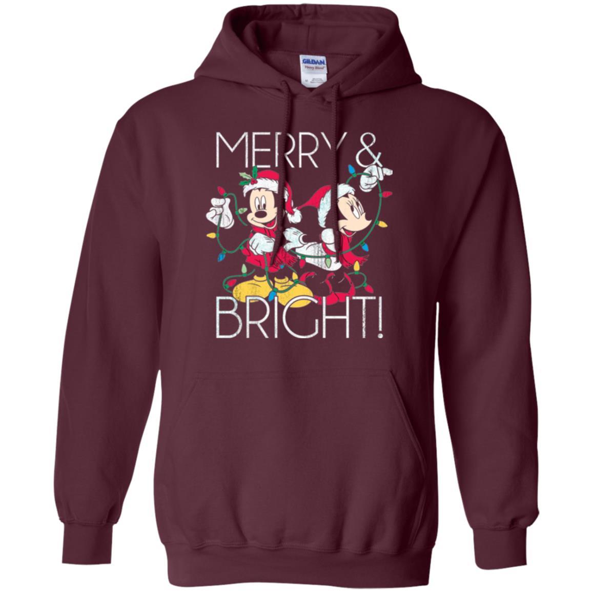 Disney Mickey Mouse T-shirt Merry And Bright Christmas Maroon