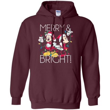 Disney Mickey Mouse T-shirt Merry And Bright Christmas Maroon