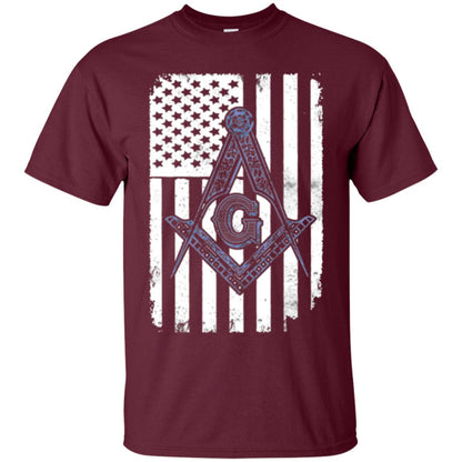 Freemason Usa Flag Logo Freemasonry America T-shirt Maroon