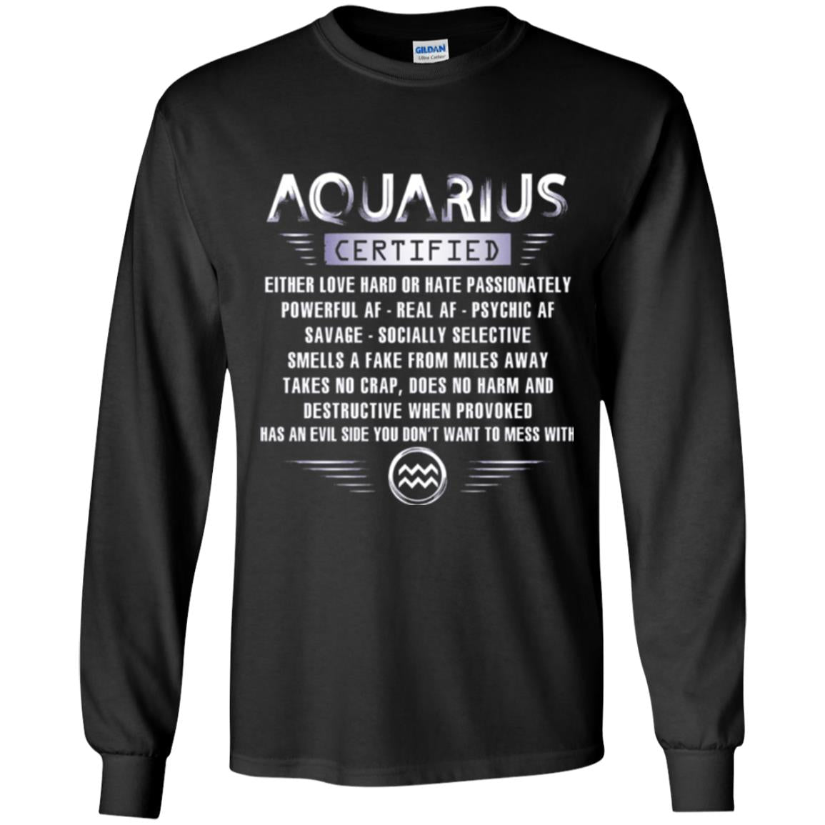 Aquarius Certified Either Love Hard T-shirt Black