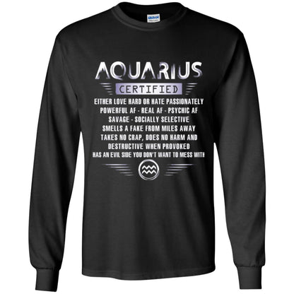 Aquarius Certified Either Love Hard T-shirt Black