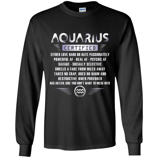 Aquarius Certified Either Love Hard T-shirt Black