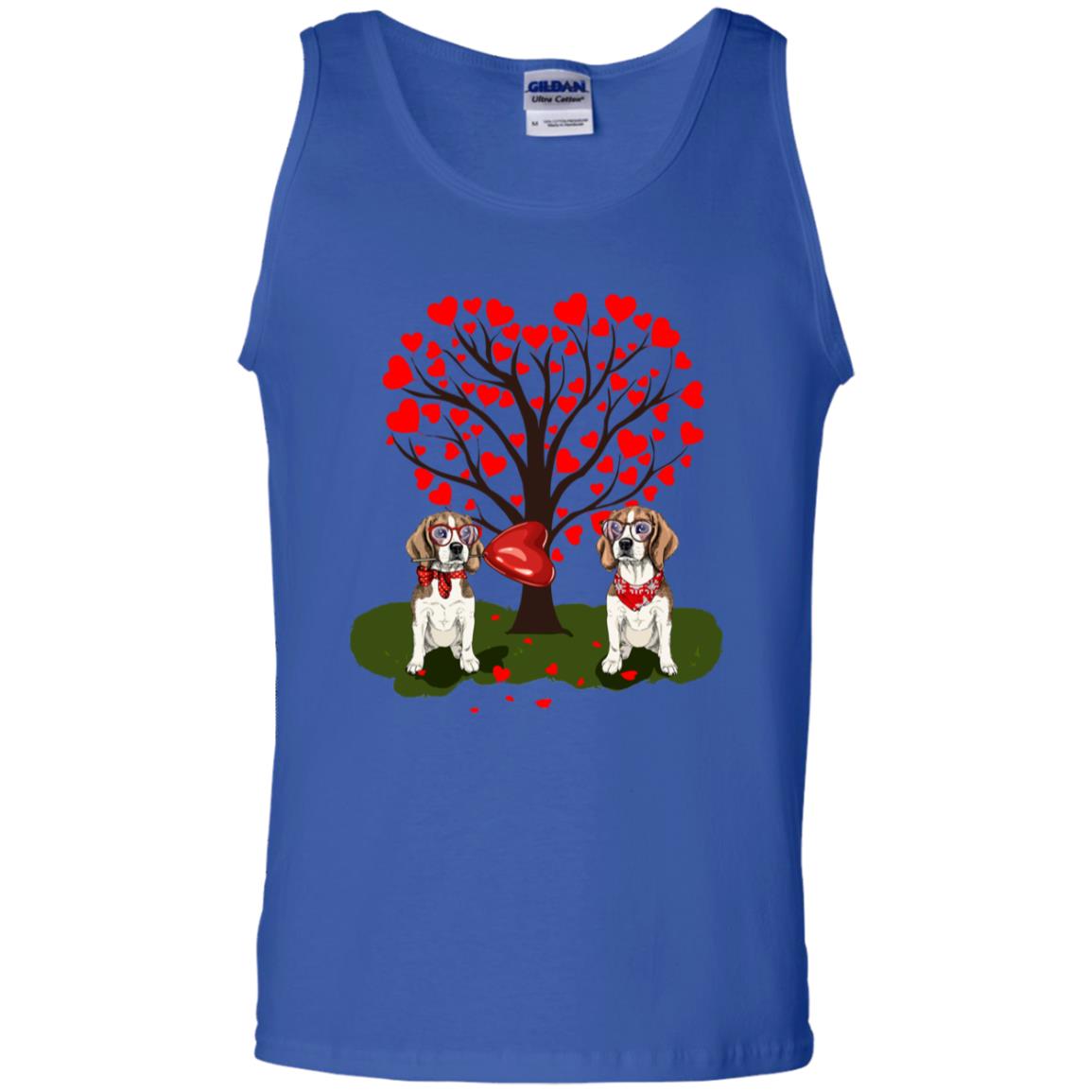 Valentine Beagle Couple Heart Tree Shirt Royal