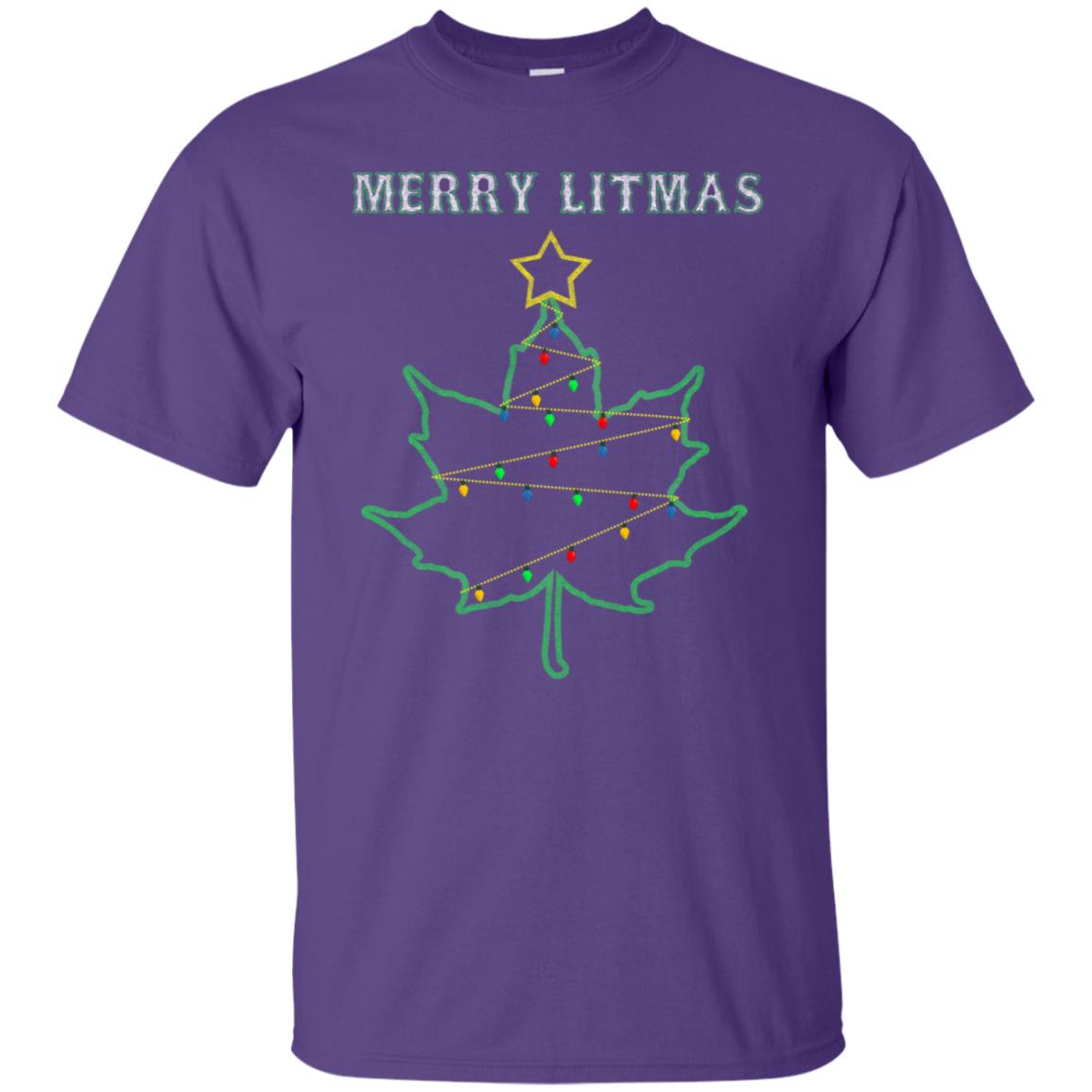 Merry Litmas Get Lit Christmas Tree With Light Shirt Purple
