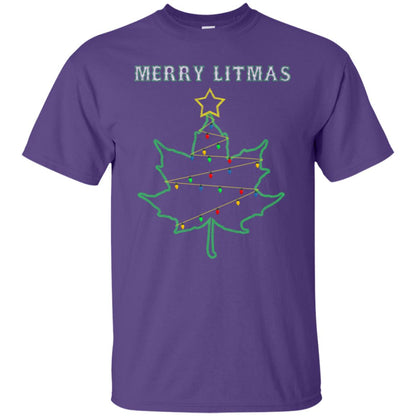 Merry Litmas Get Lit Christmas Tree With Light Shirt Purple