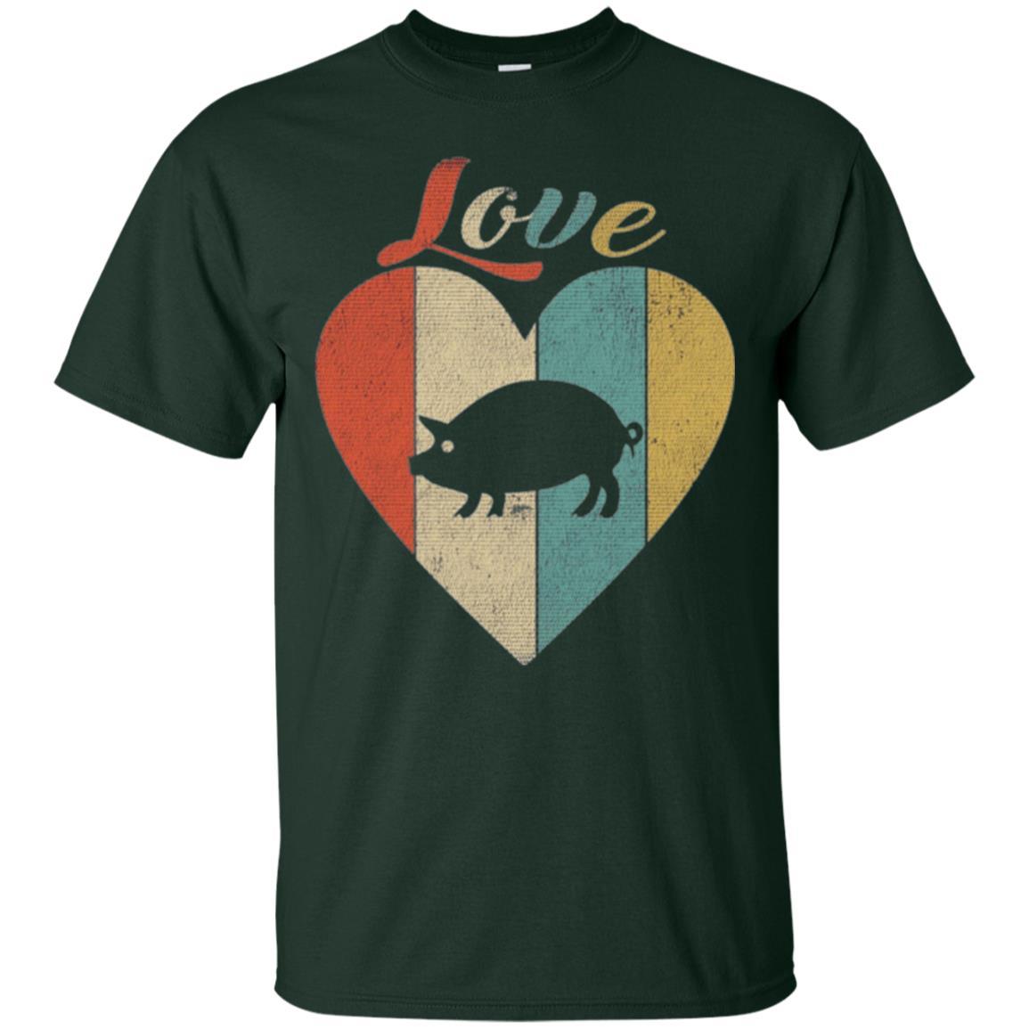 Beautiful Vintage Retro Pig Lover T-shirt Forest Green