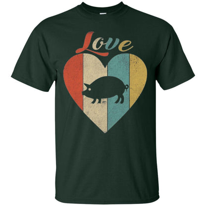 Beautiful Vintage Retro Pig Lover T-shirt Forest Green