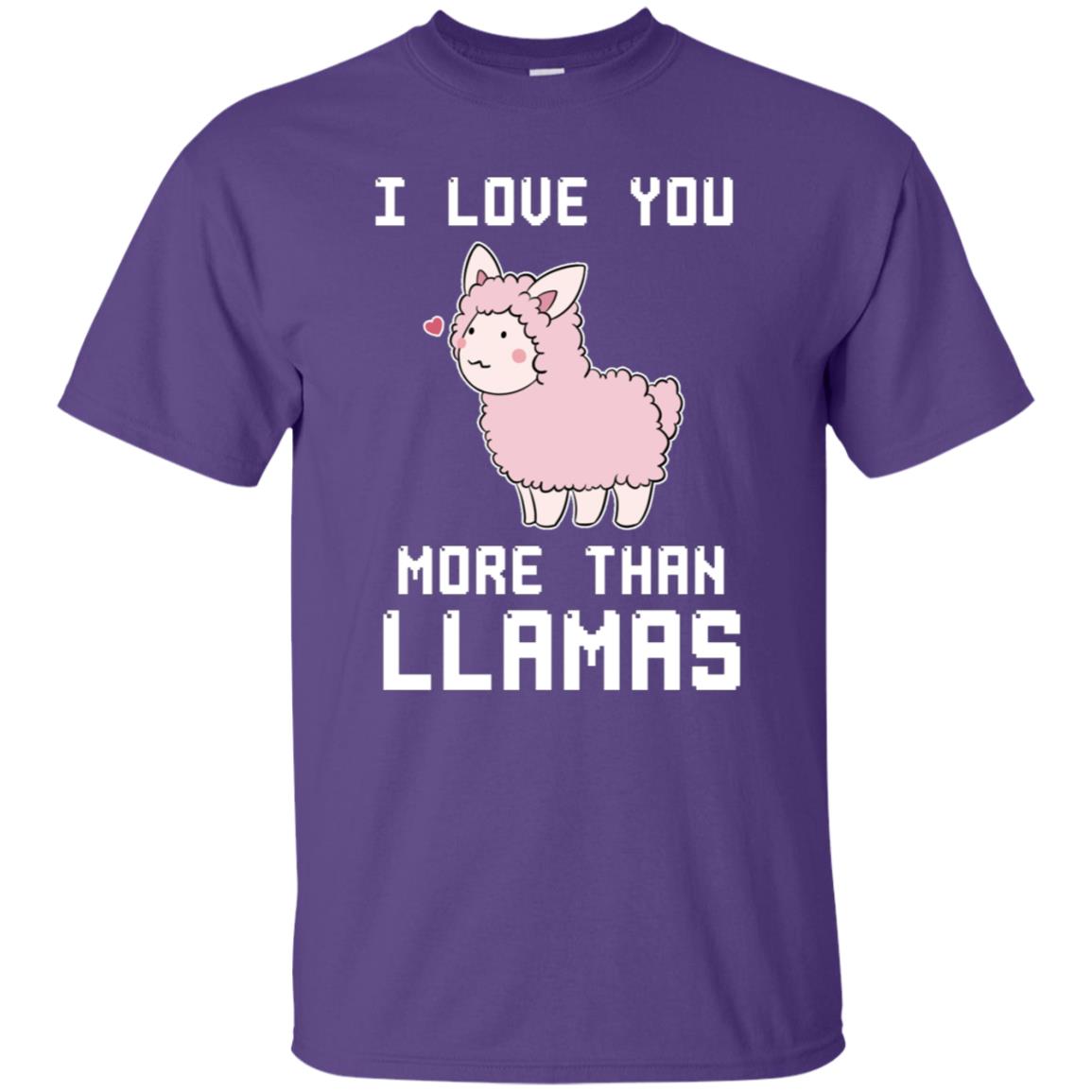I Love You More Than Llamas Valentines Day Shirt Purple