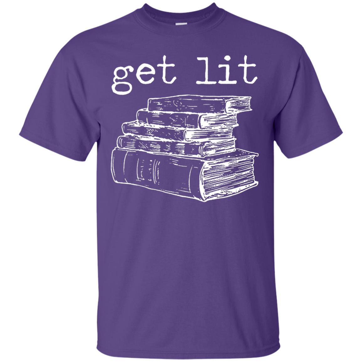Merry Christmas T-shirt Get Lit Design With Books Purple