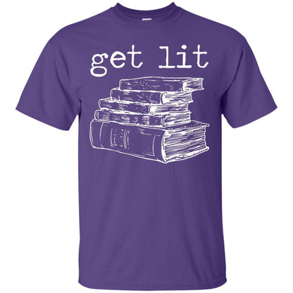 Merry Christmas T-shirt Get Lit Design With Books Purple