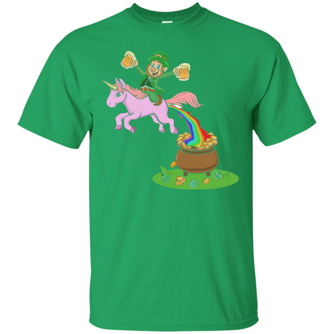 Leprechaun Riding A Unicorn Funny St Patricks Day T-shirt Irish Green