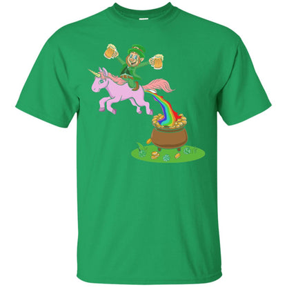 Leprechaun Riding A Unicorn Funny St Patricks Day T-shirt Irish Green