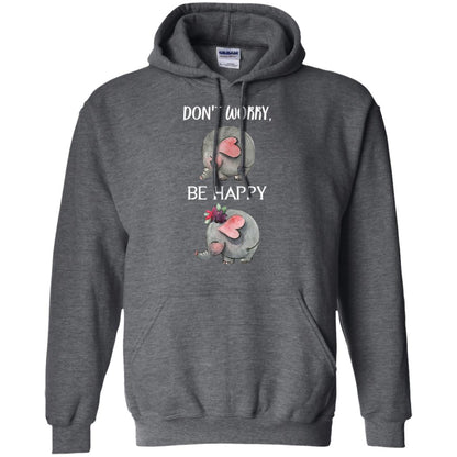 Don't Worry Be Happy Elephant Best Quote Shirt Dark Heather