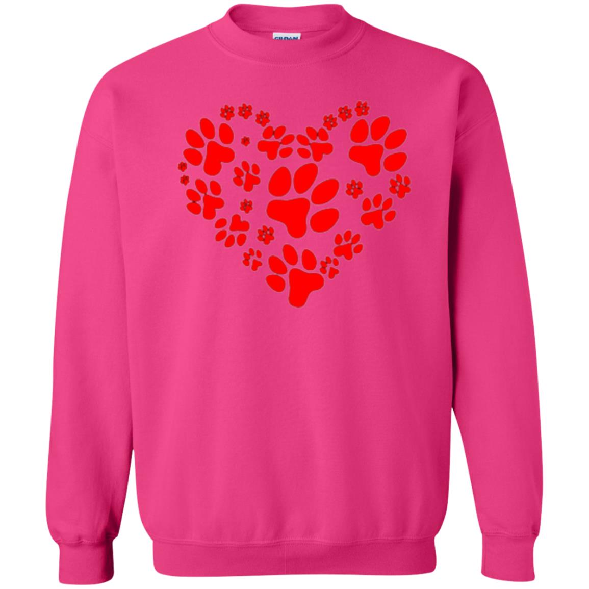Dog Lover T-shirt Dog Paw Heart Valentine T-shirt Heliconia