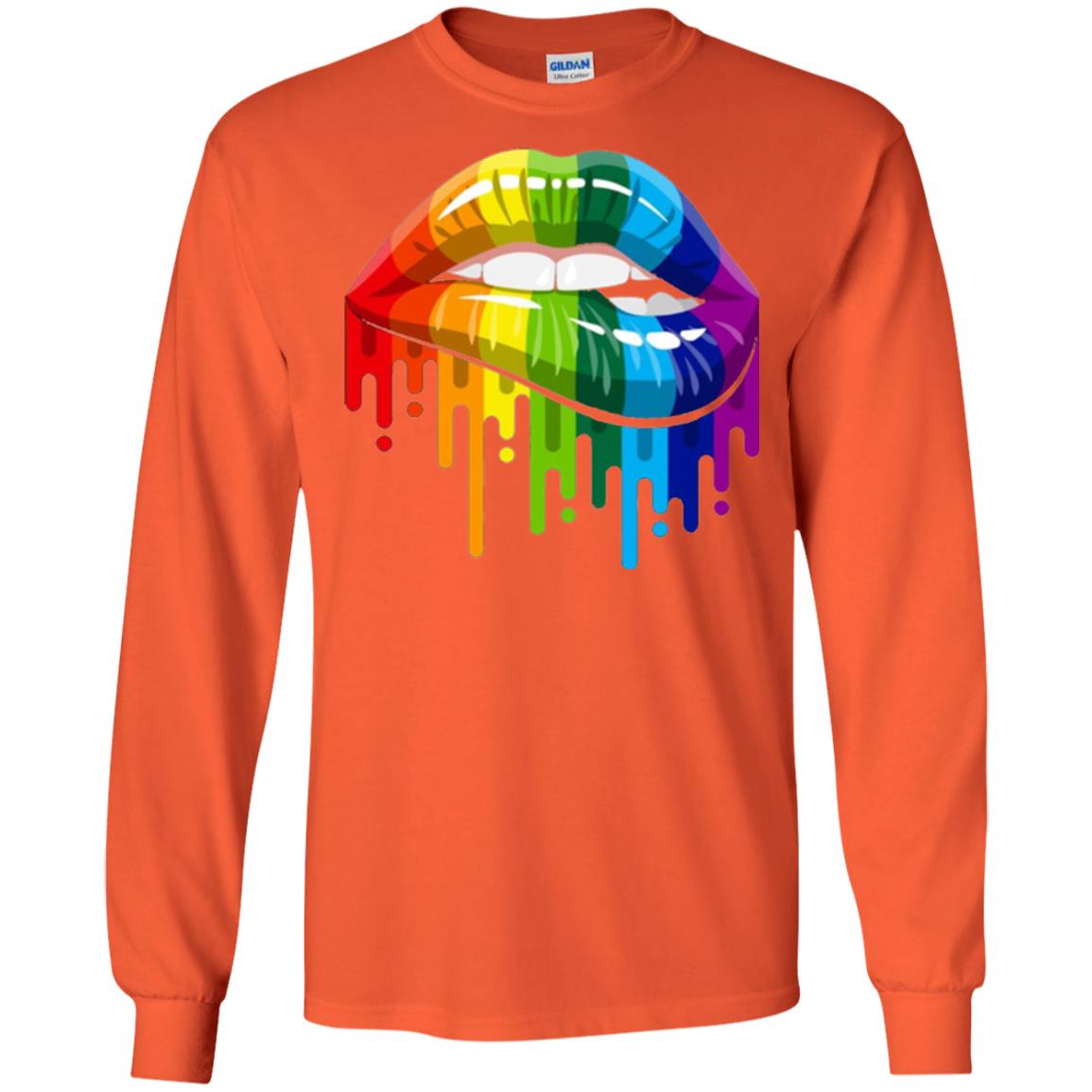 Rainbow Lips Pride Lgbt T-shirt Orange