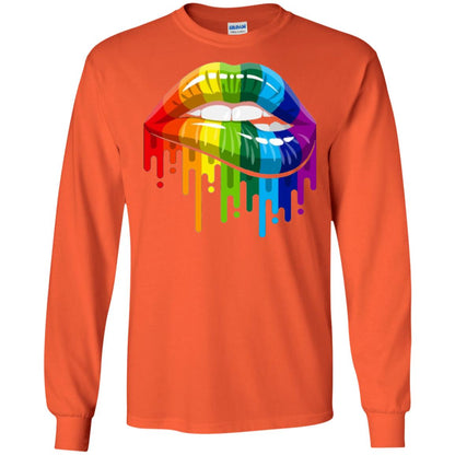 Rainbow Lips Pride Lgbt T-shirt Orange