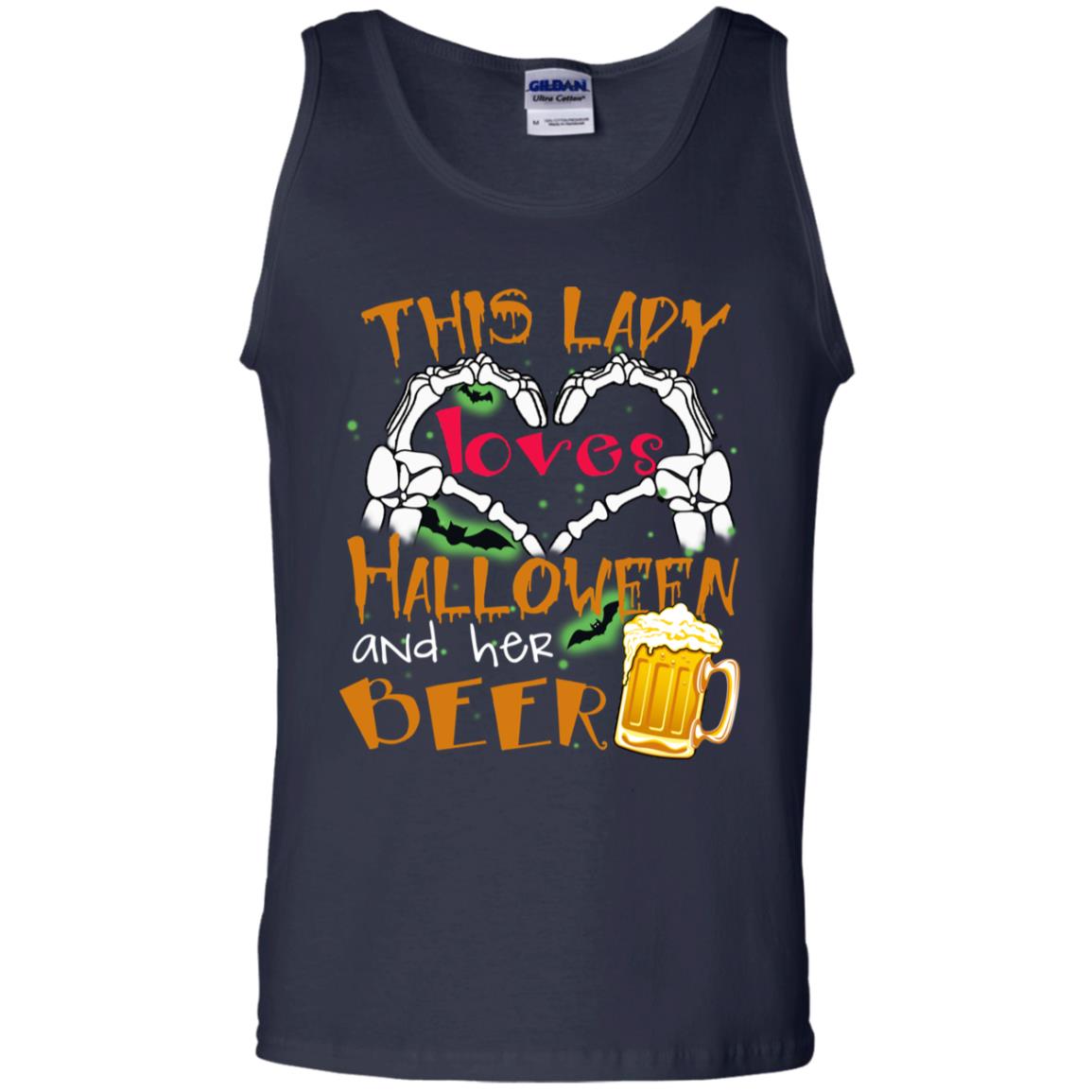 This Girl Loves Halloween And Her Beer Funny Halloween Shirt For Beer Lovers Navy