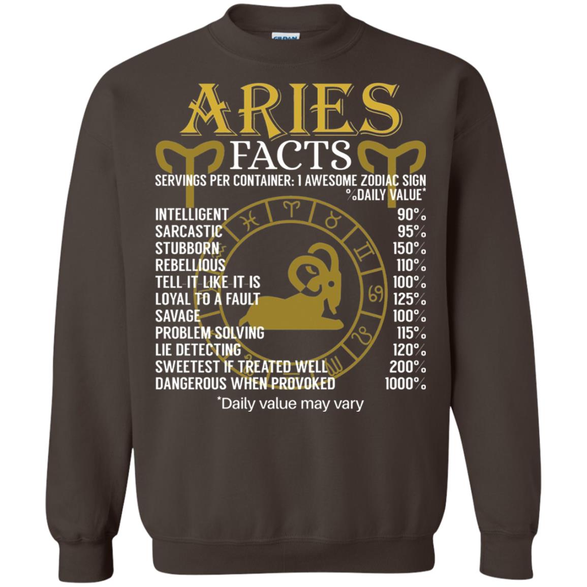 Aries Facts Zodiac Sign T-shirt Dark Chocolate