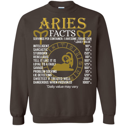 Aries Facts Zodiac Sign T-shirt Dark Chocolate