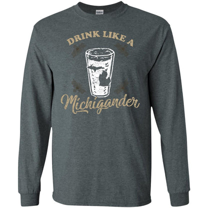 Drink Like Michigander Shirt Dark Heather