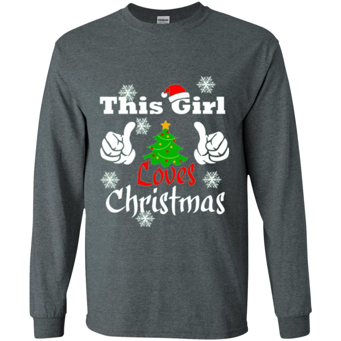 Funny Christmas This Girl Loves Christmas T-shirt Dark Heather