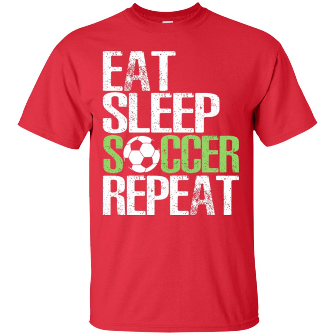 Soccer T-shirt Eat Sleep Soccer Repeat Red